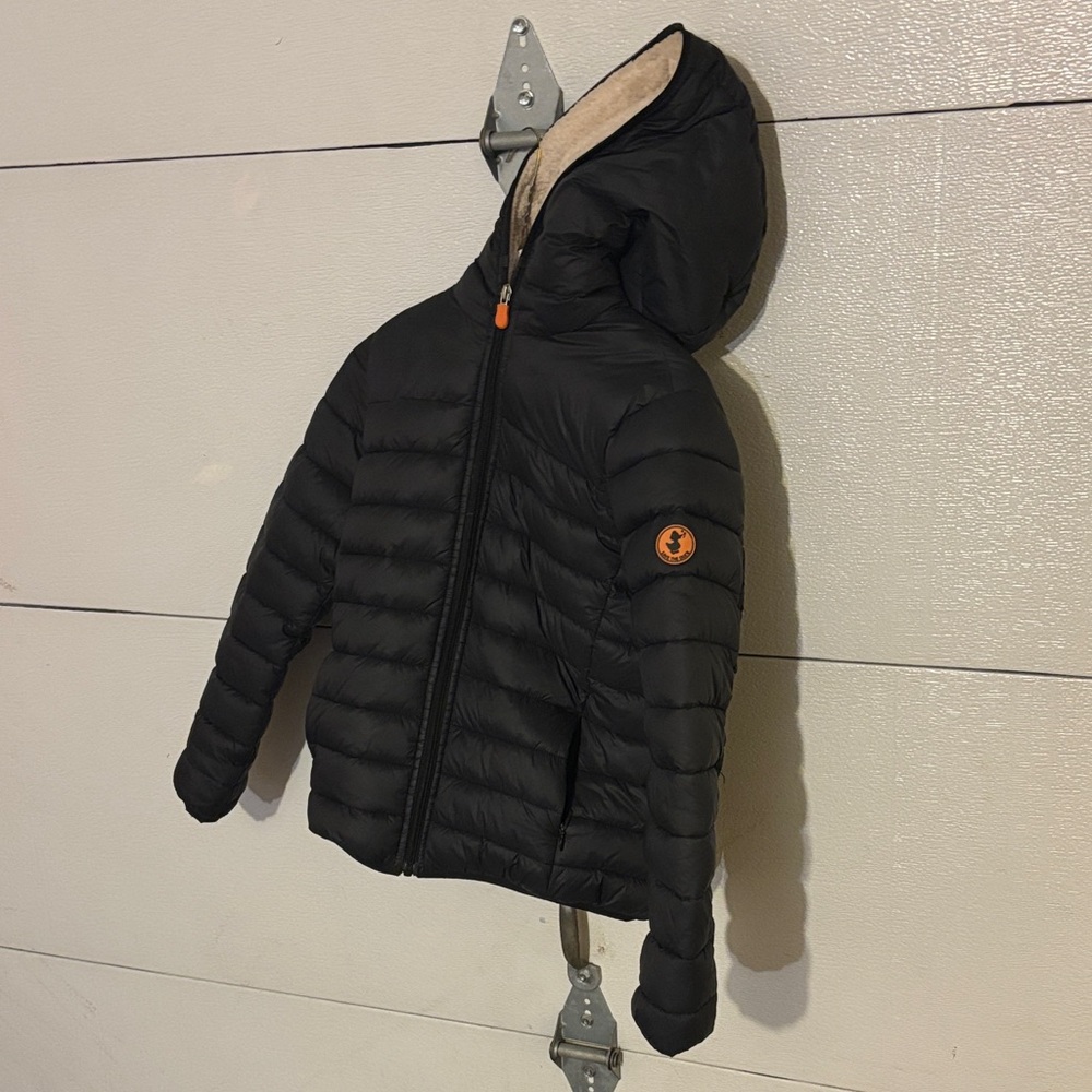 SAVE THE DUCK Kids Black Puffer with Orange Details